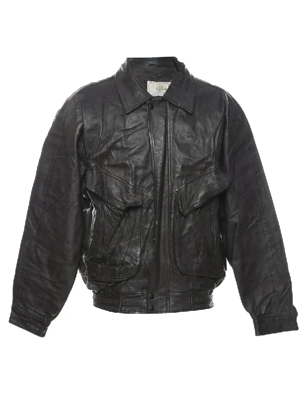 Black Leather Jacket - XL