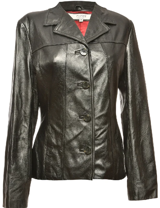 Black Wilson Tailored Leather Jacket - M