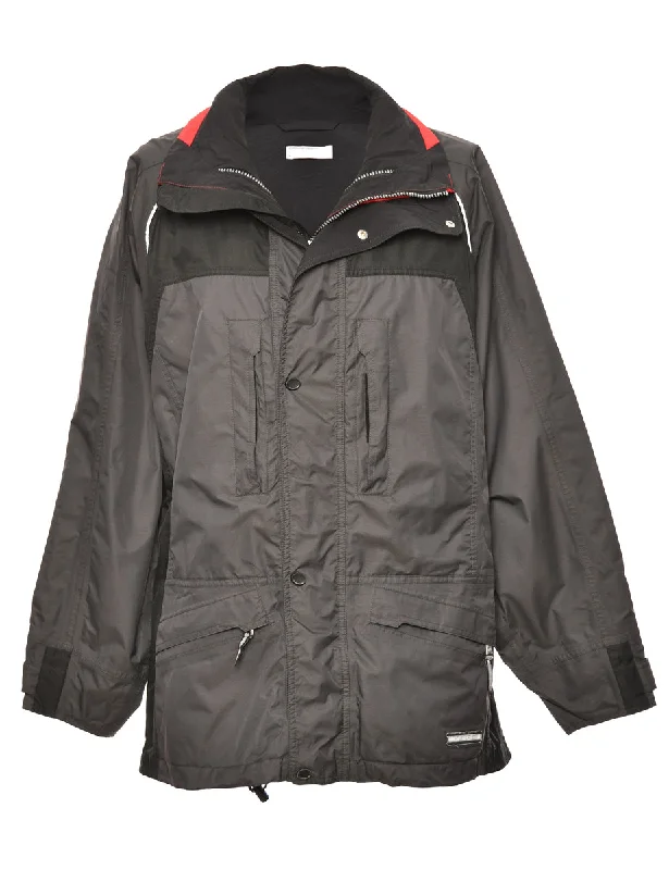 Black Zip-Front Classic Mountaineering Jacket - L