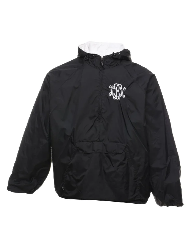 Black Zip-Front Nylon Jacket - L