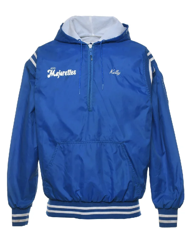 Blue & White Varsity Style 1970s Nylon Jacket - S