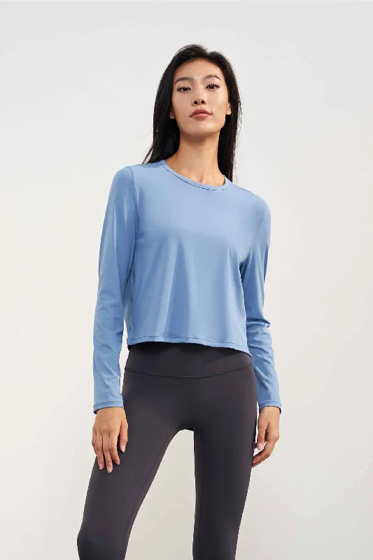 CX1580-LNU light naked sense round neck loose yoga T sleeve short open yoga long sleeve women comfortable wearing sports jacket