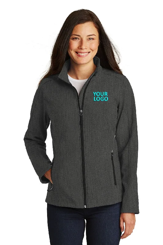 Port Authority Ladies Core Soft Shell Customized Jackets, Black Charcoal Heather