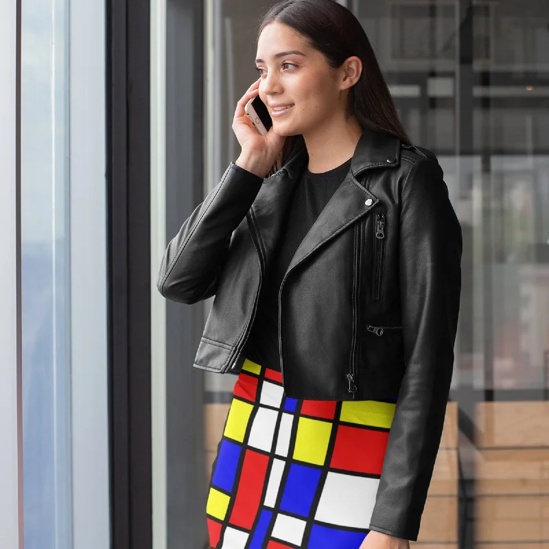 65 MCMLXV Women's Mondrian Color Block Print Pencil Skirt