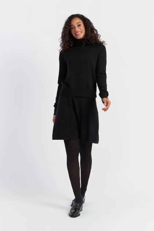 Black Wool-Cashmere Mini Skirt