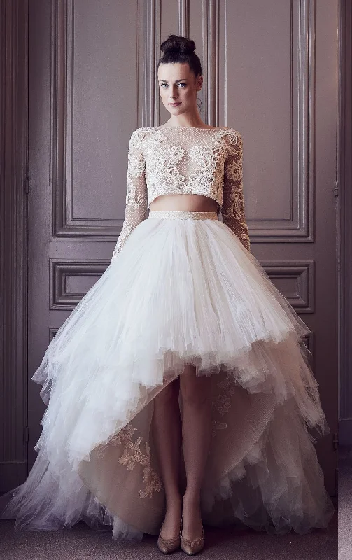 Embroidered crop top with princess style skirt