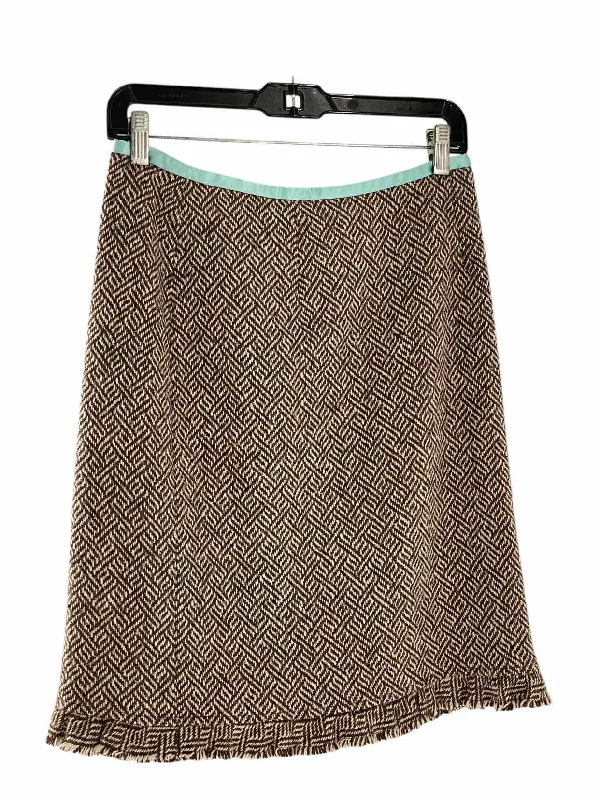 ETCETERA Size 2 Brown Beige Print Skirt