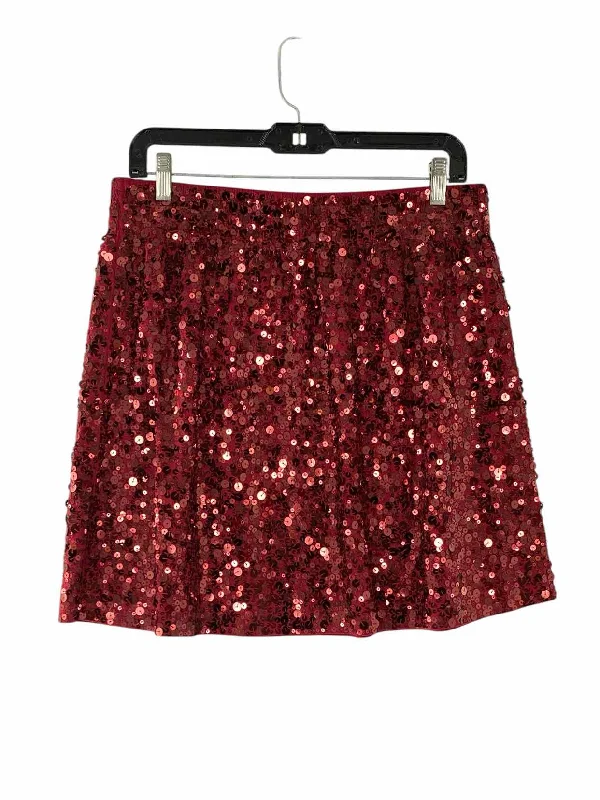 Garnet Hill Size L Red sequined Skirt