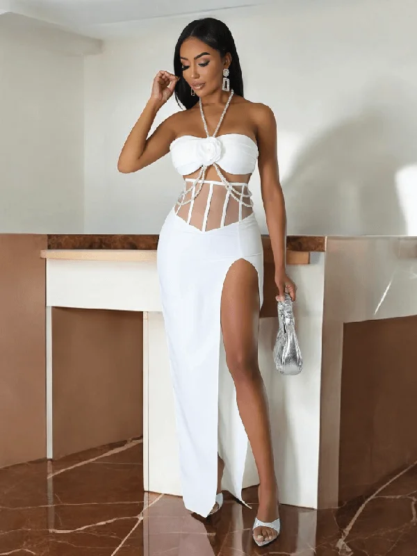 Jessy White Two-Piece Skirt Set