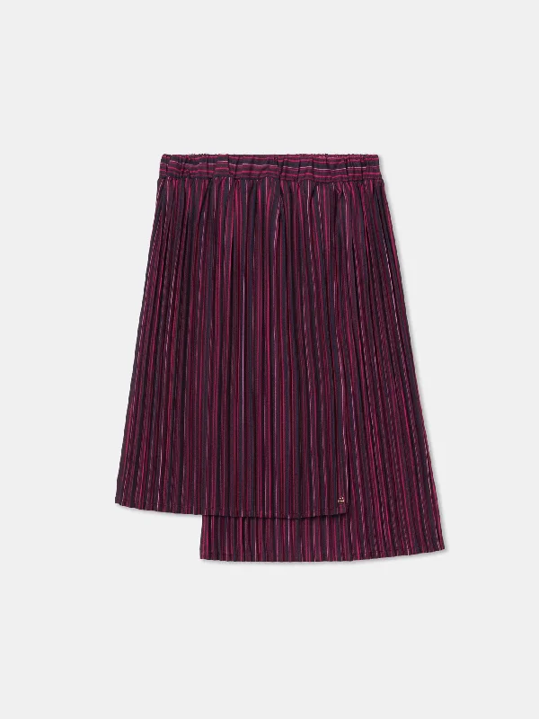 Pleated Striped Skirt