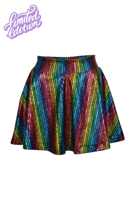 Taste The Rainbow Holographic Skater Miniskirt - Limited Edition