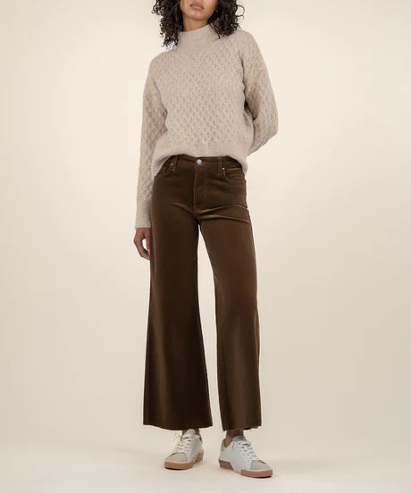 Adah Pull On High Neck Sweater in Oatmeal