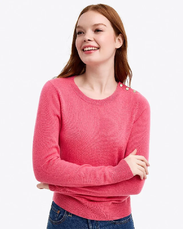 Button Shoulder Cashmere Sweater