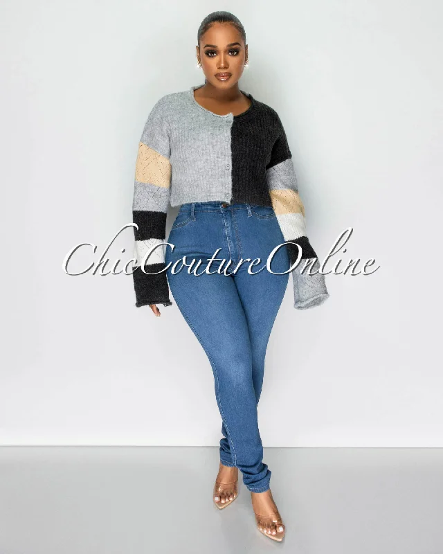 Creek Black Grey Nude Cable Knit Sweater Knit Fabric Woven Fabric Fleece Fabric