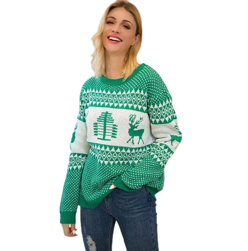 Green Christmas Sweater Women knitwear ugly christmas Supply