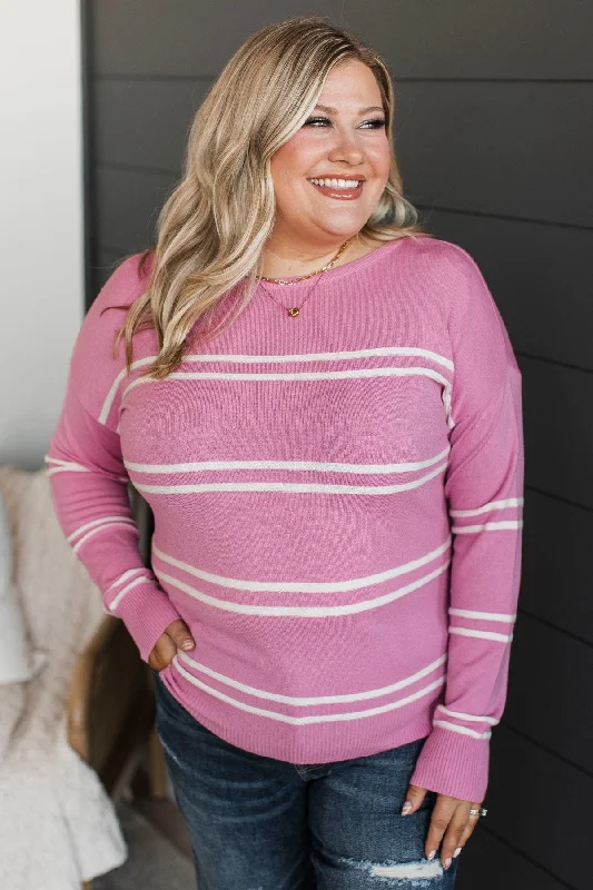 Inspirational Talks Striped Sweater- Pink