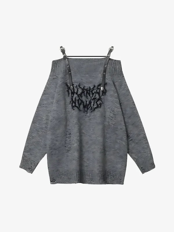 KG Ripped Off-Shoulder Sweater