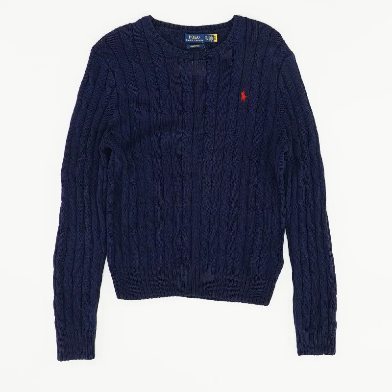 Navy Solid Crewneck Sweater