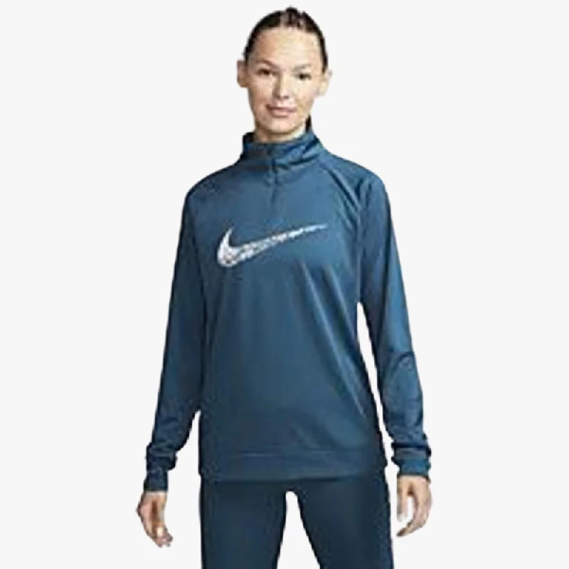 Nike Womens Df Swoosh Run Midlayer 1/4 Zip Sweater Vlr Blue