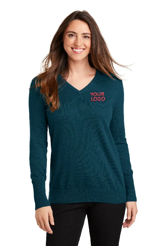 Port Authority Ladies V-Neck Customized Sweaters, Moroccan Blue