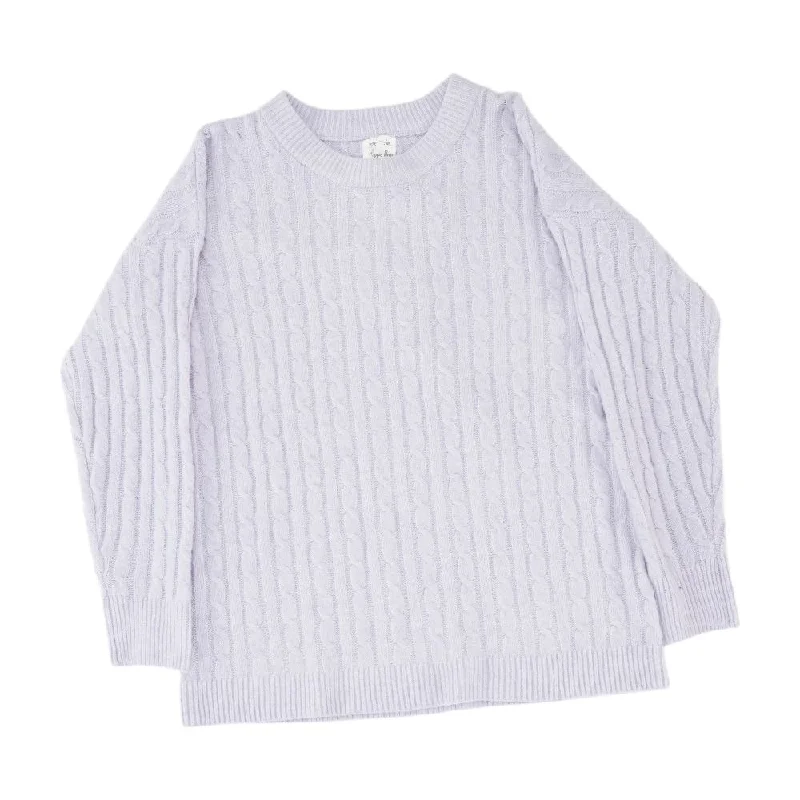 Purple Solid Crewneck Sweater