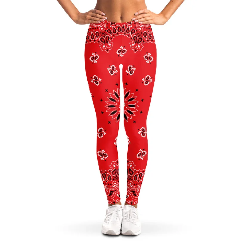 Red Black And White Bandana Print Women's Leggings