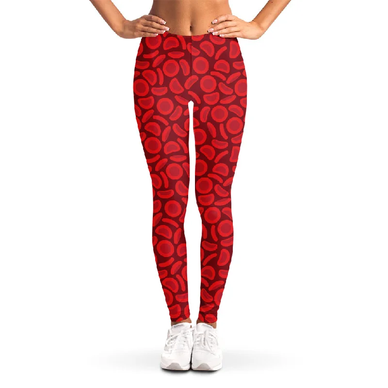 Red Blood Cells Pattern Print Women's Leggings