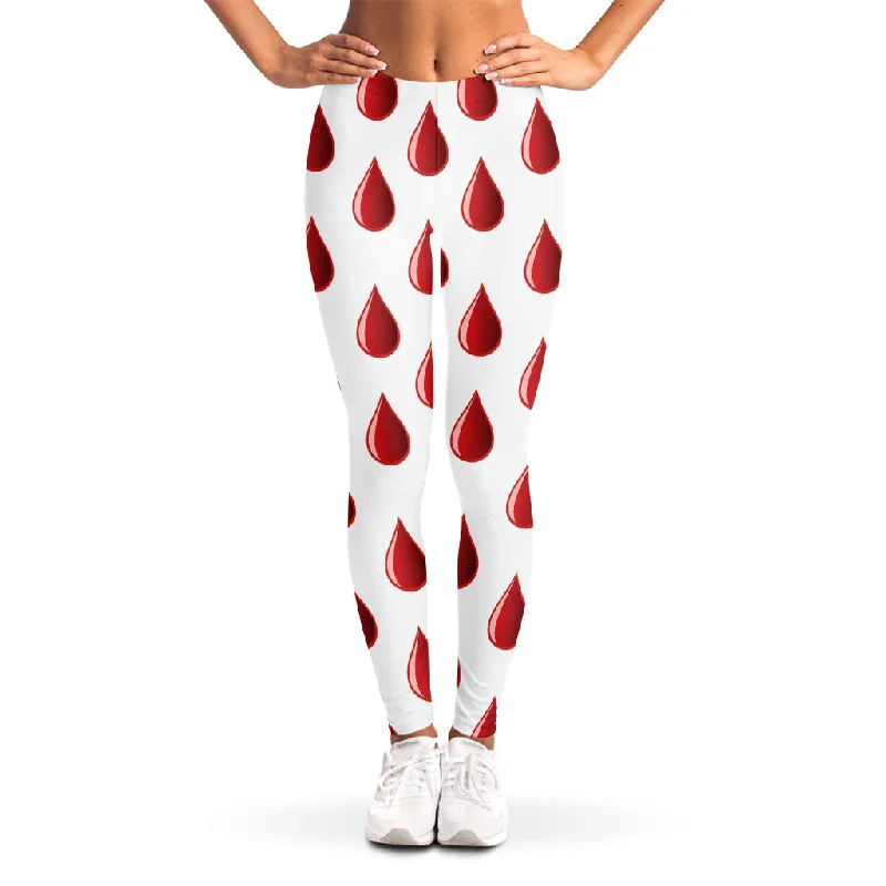 Red Blood Drop Pattern Print Women's Leggings