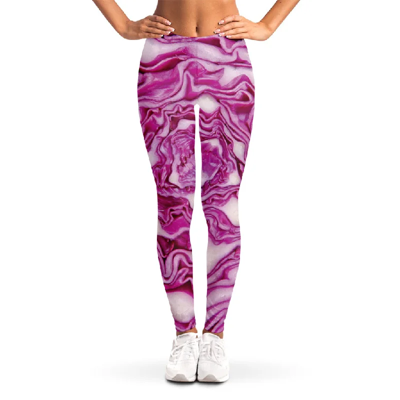 Red Cabbage Print Women's Leggings