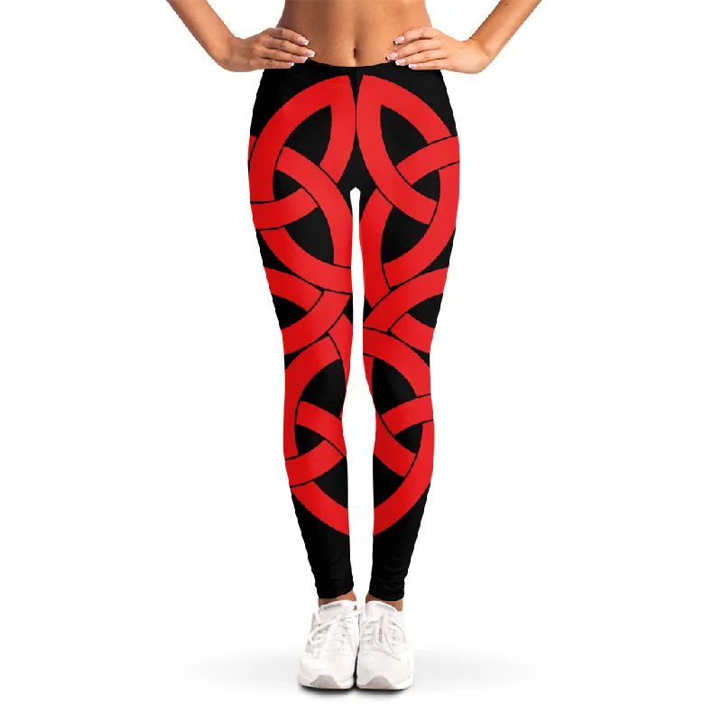 Red Celtic Knot Print Women's Leggings