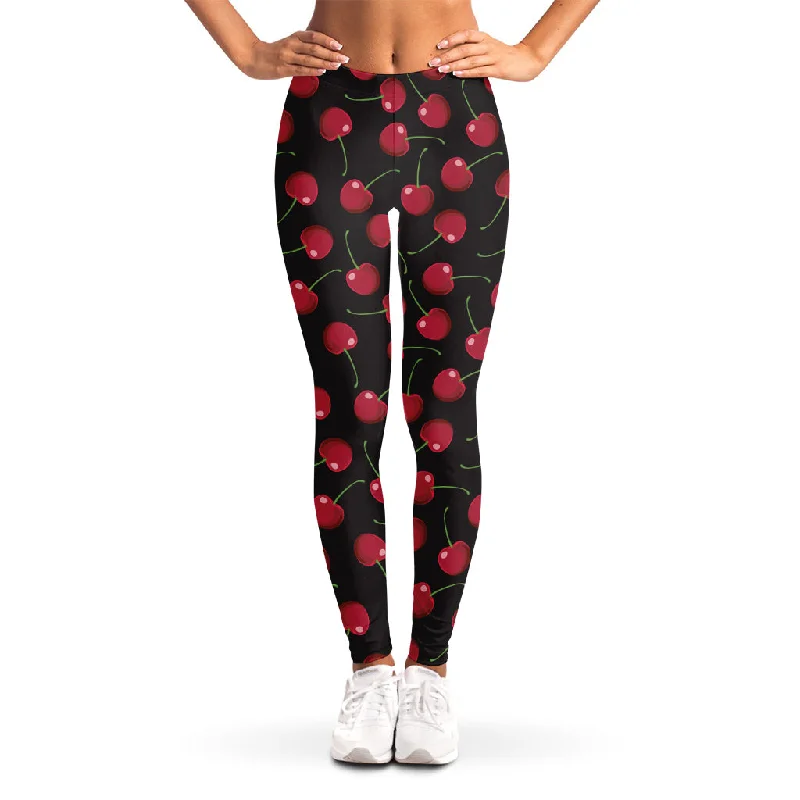 Red Cherry Pattern Print Women's Leggings