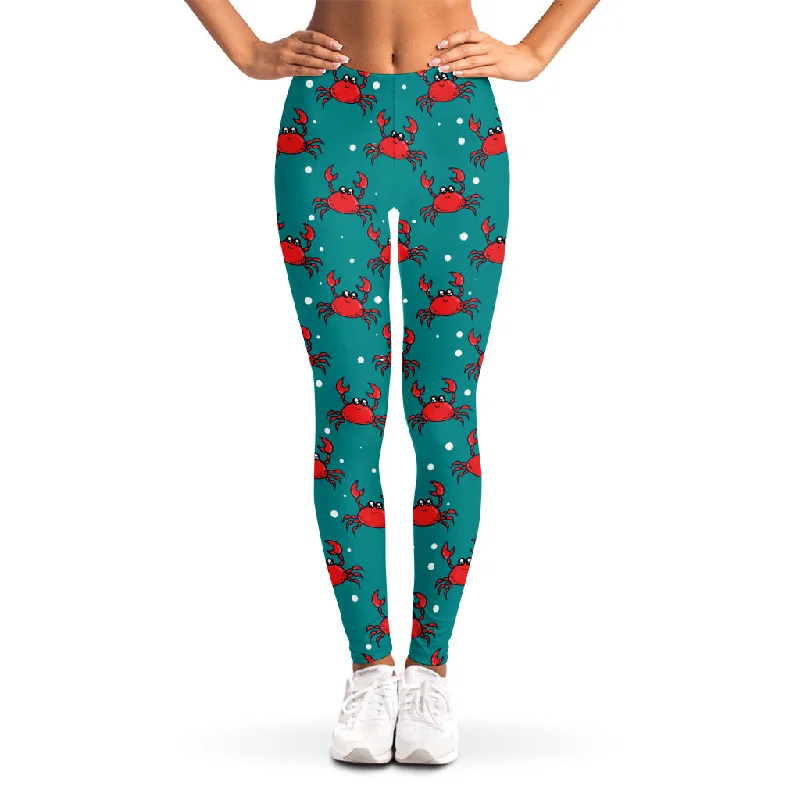 Red Crab Pattern Print Women's Leggings