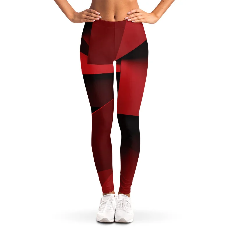 Red Geometric Print Women's Leggings