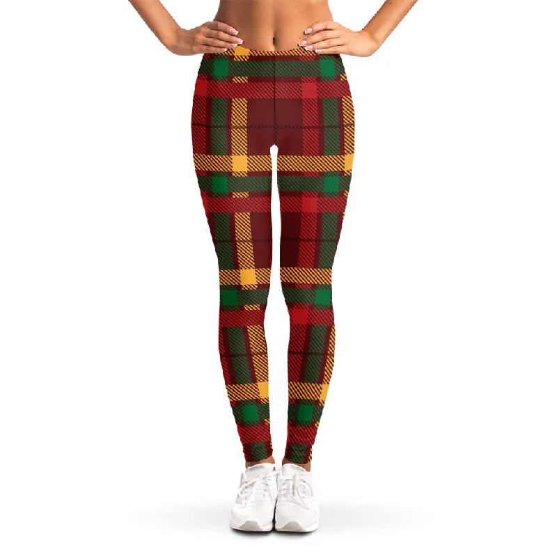 Red Green And Yellow Stewart Print Women's Leggings