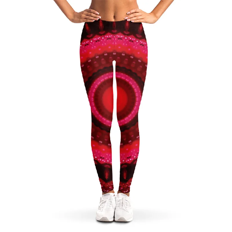 Red Kaleidoscope Print Women's Leggings