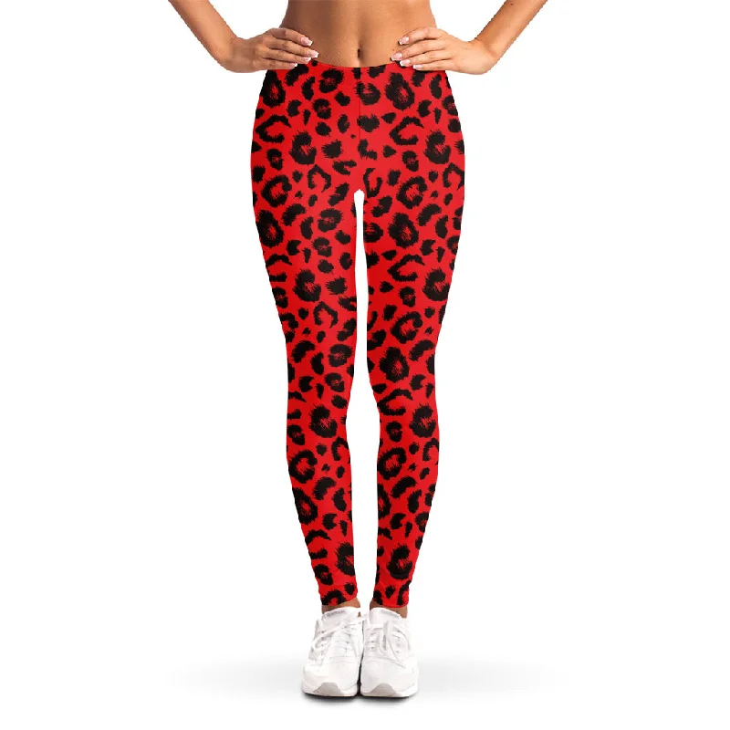 Red Leopard Print Women's Leggings