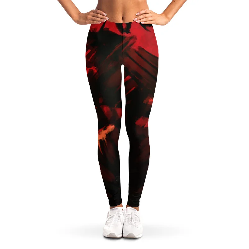 Red Sunset Samurai Print Women's Leggings