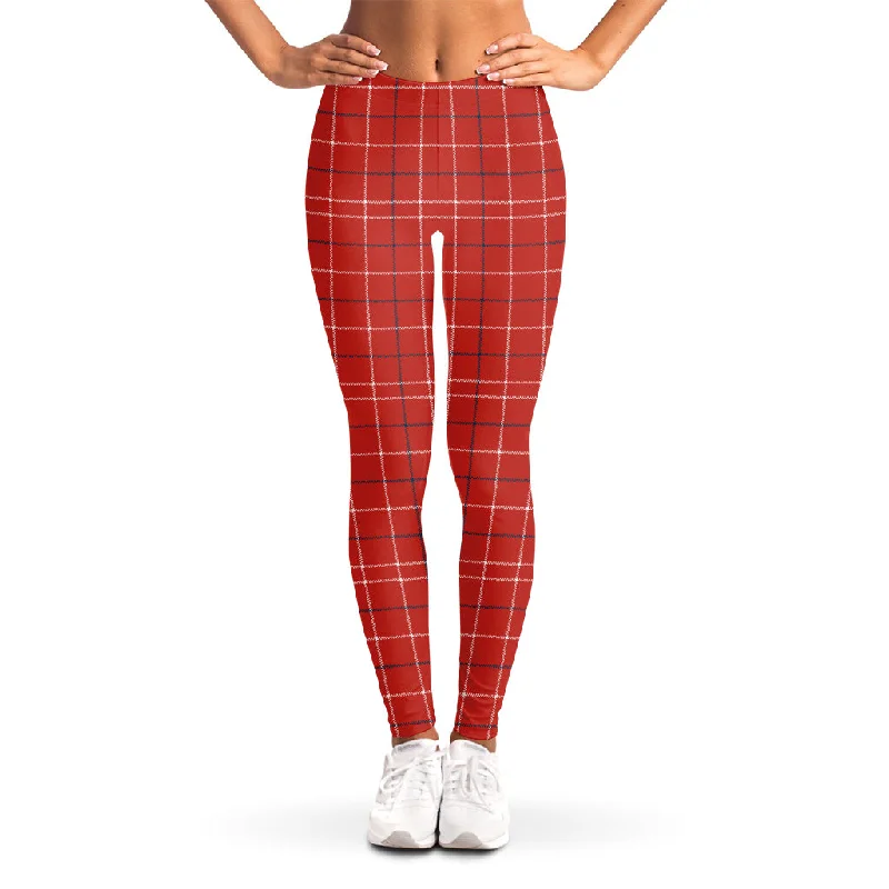 Red Tattersall Pattern Print Women's Leggings