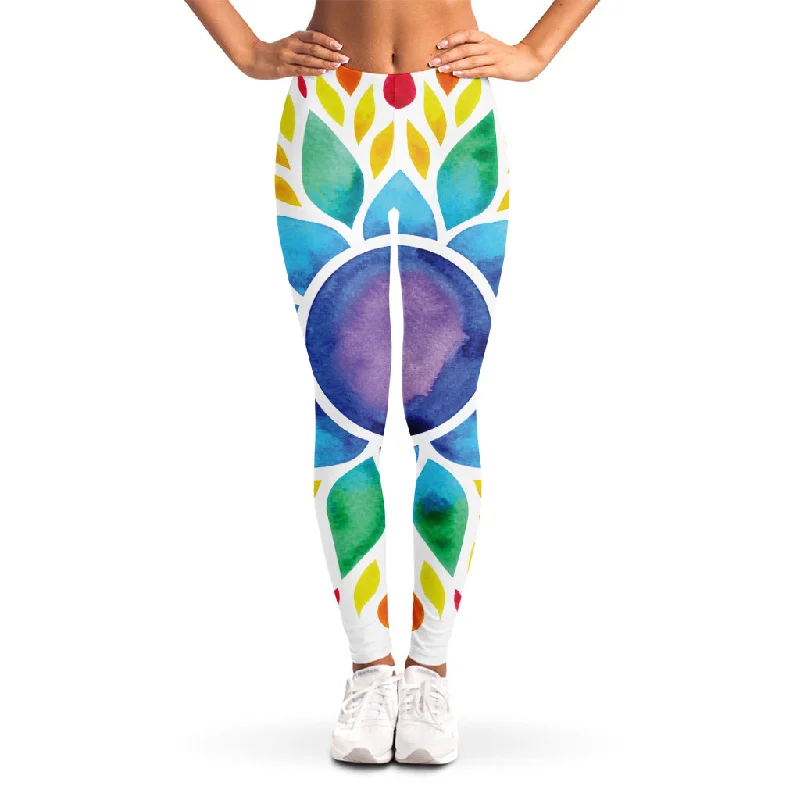 Reiki Chakra Flower Print Women's Leggings