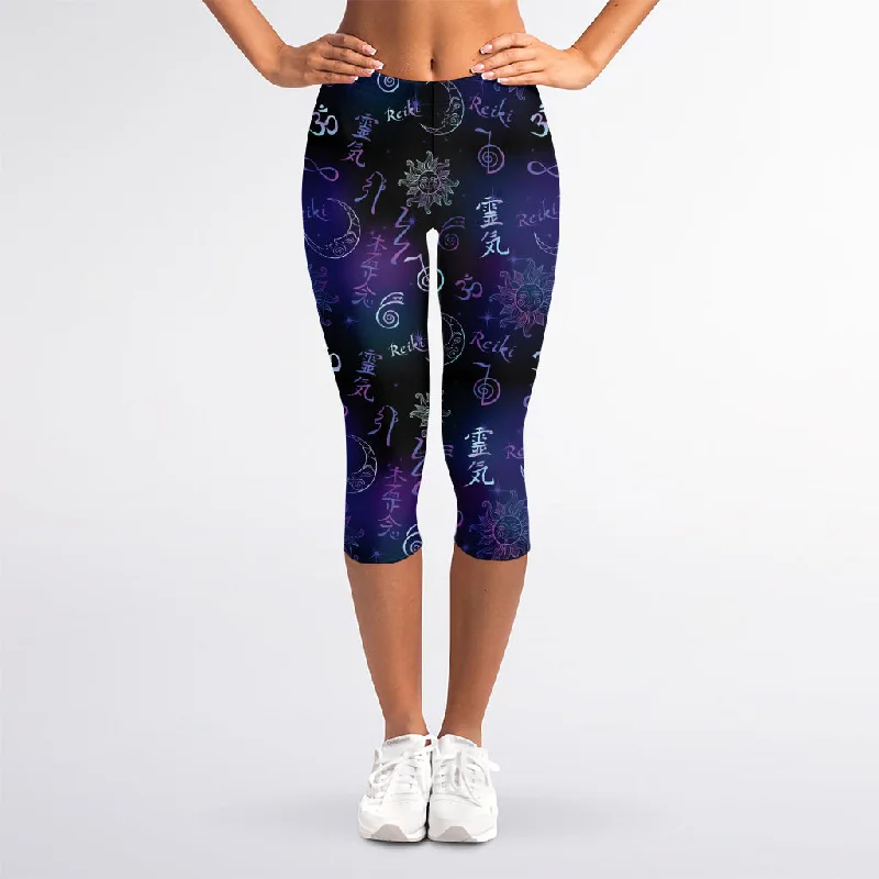 Reiki Energy Pattern Print Women's Capri Leggings