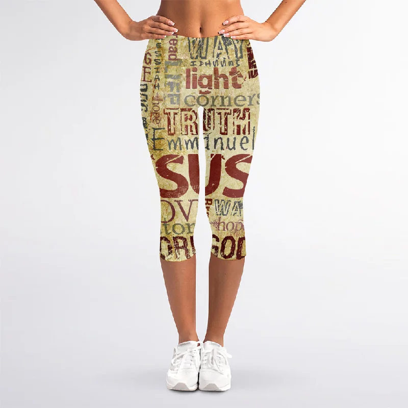 Religious Word Of God Print Women's Capri Leggings