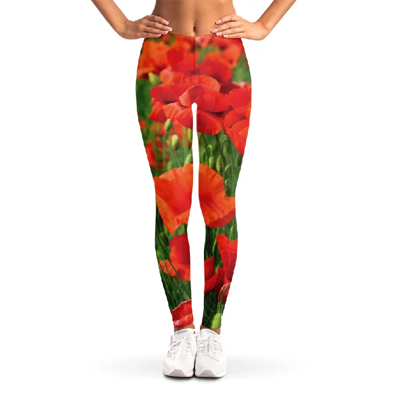 Remembrance Day Poppy Print Women's Leggings