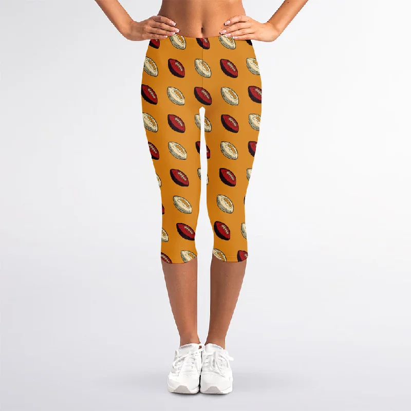 Retro American Football Ball Print Women's Capri Leggings