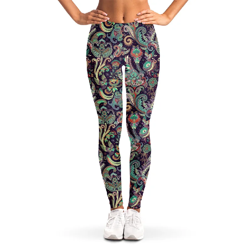 Retro Indian Paisley Pattern Print Women's Leggings