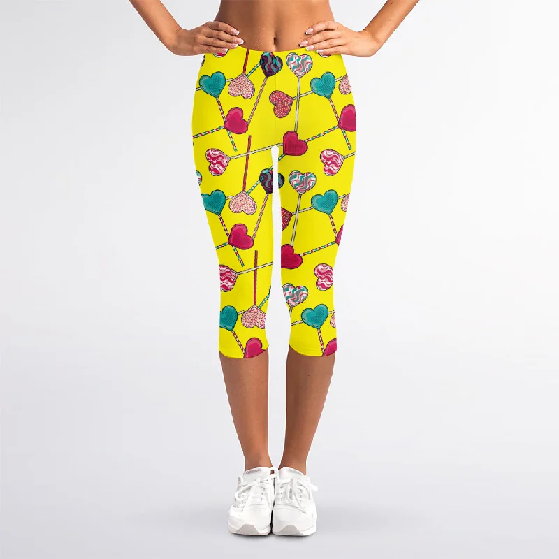 Retro Lollipop Print Women's Capri Leggings