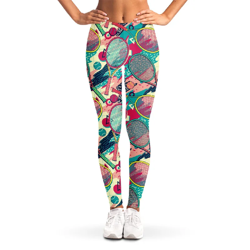 Retro Tennis Pattern Print Women's Leggings