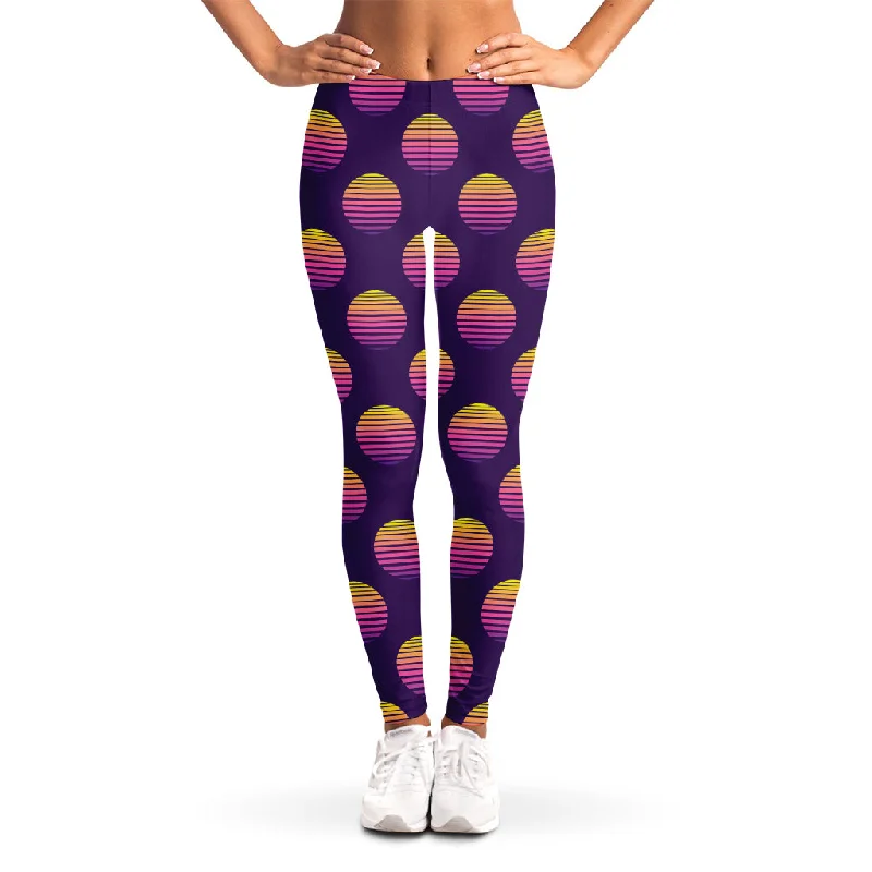 Retrowave Sunset Pattern Print Women's Leggings