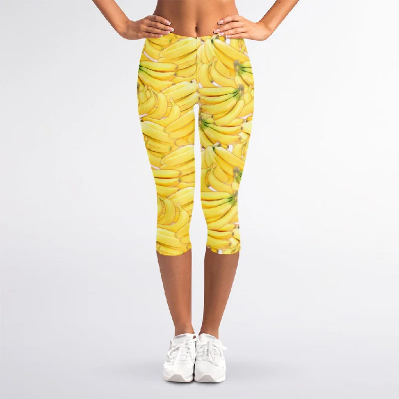 Ripe Banana Pattern Print Women's Capri Leggings