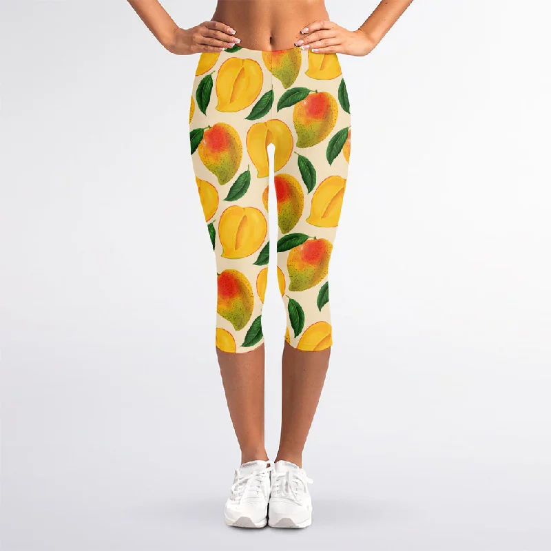 Ripe Mango Fruit Pattern Print Women's Capri Leggings