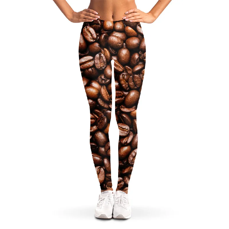 Roasted Coffee Bean Print Women's Leggings